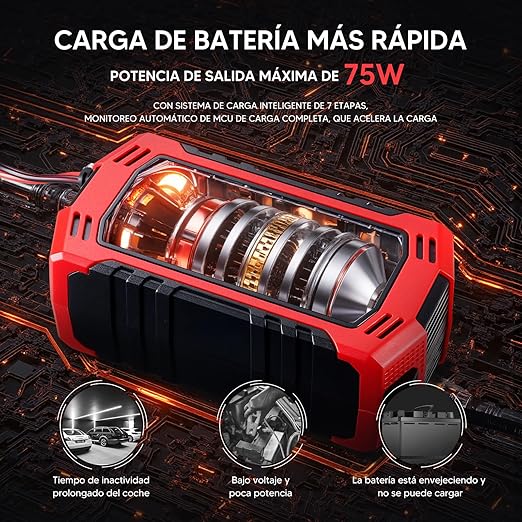 Cargador de bateria de carro de 12V, 6A